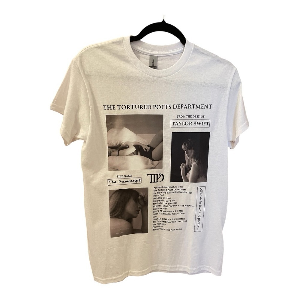 Taylor Swift, The Tortured Poets Department T-Shirt, Size S, Black & White, NWOT